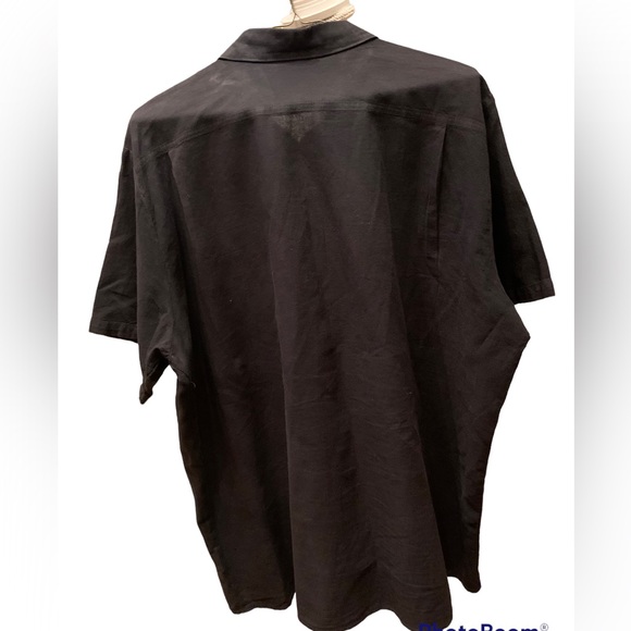 Cotton Palm SZ SM black men’s button down short sleeve shirt wood buttons casual - Picture 2 of 6